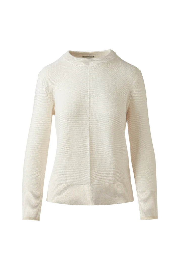 Kinross Marled Micro Garter Crew in Vanilla & White - Mildred Hoit
