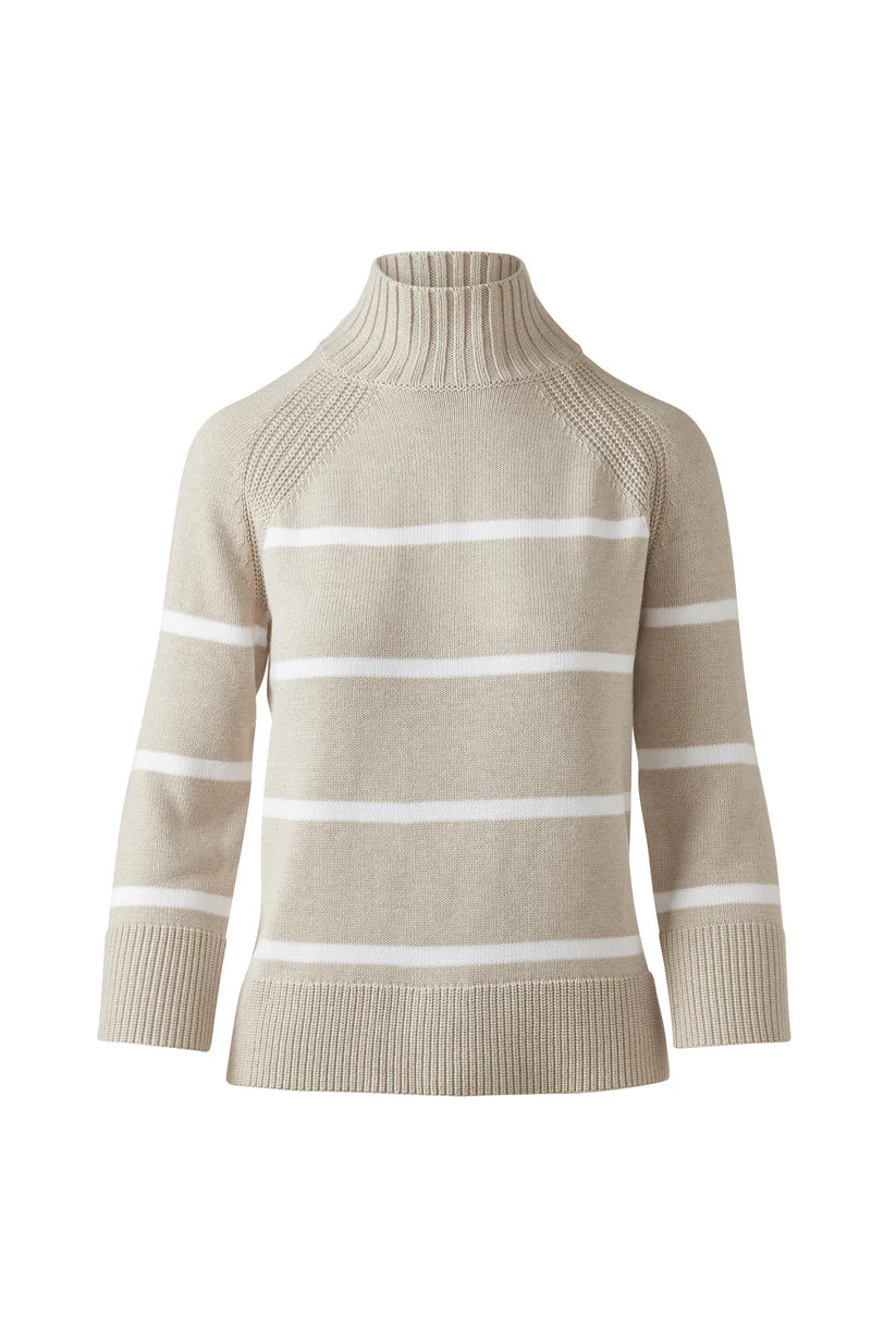 Kinross Stripe Easy Funnel in Dune & White - Mildred Hoit