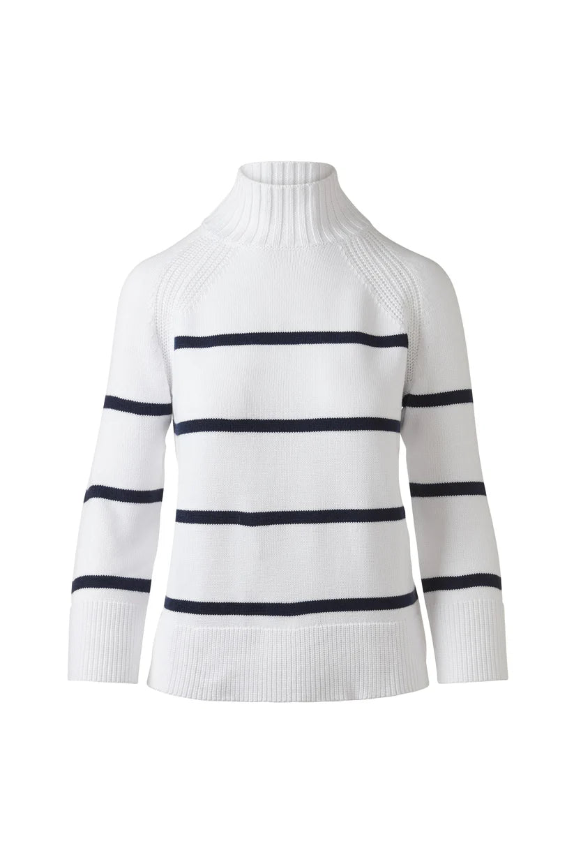 Kinross Stripe Easy Funnel in White & Navy - Mildred Hoit