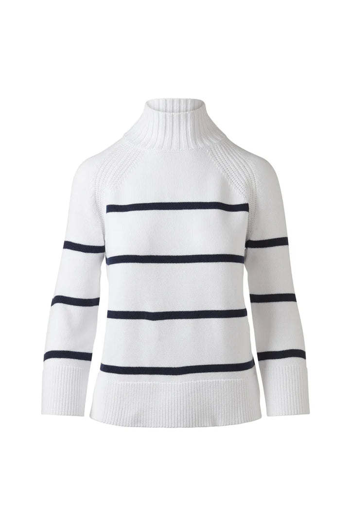 Kinross Stripe Easy Funnel in White & Navy - Mildred Hoit