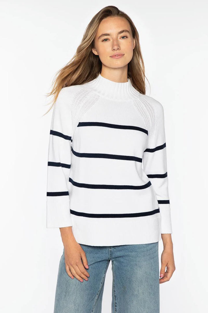 Kinross Stripe Easy Funnel in White & Navy - Mildred Hoit