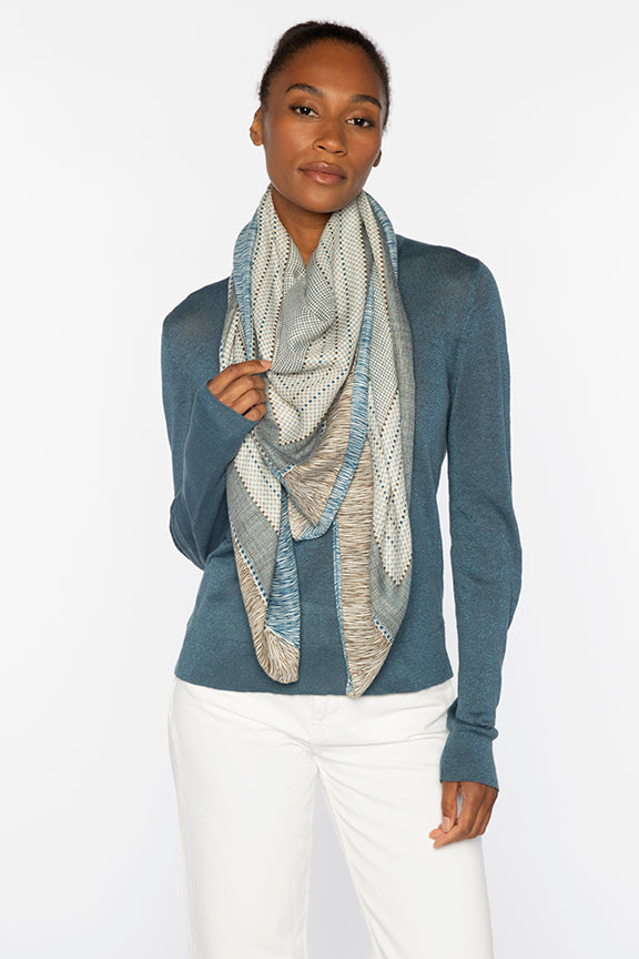 Kinross Checked Out Print Scarf in Multi - Mildred Hoit