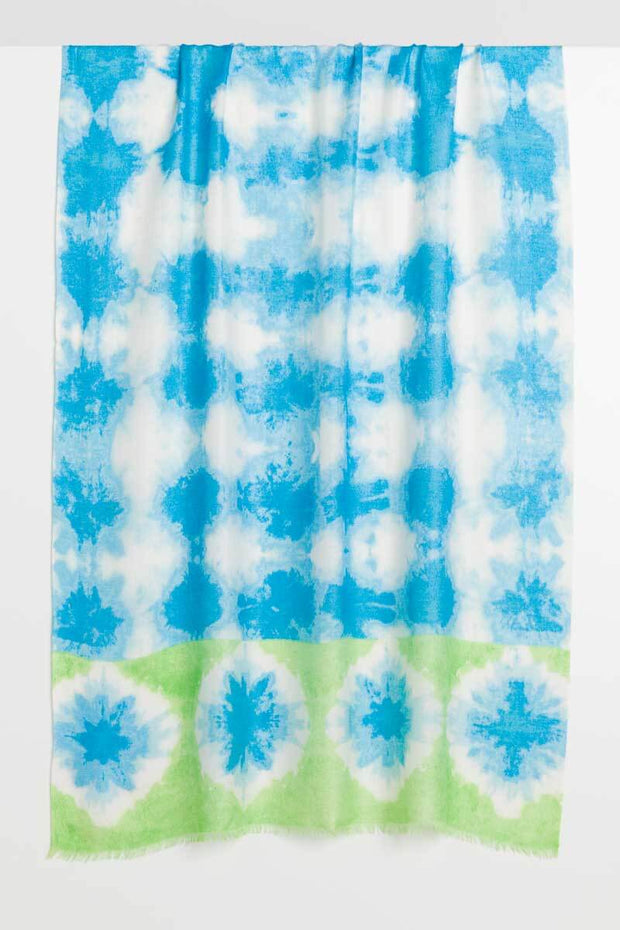 Kinross Corfu Batik Print Scarf in Iced Aqua available at Mildred Hoit in Palm Beach.