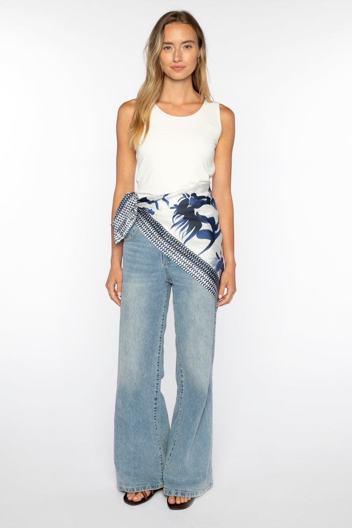 Kinross Horse Print Scarf in Navy - Mildred Hoit