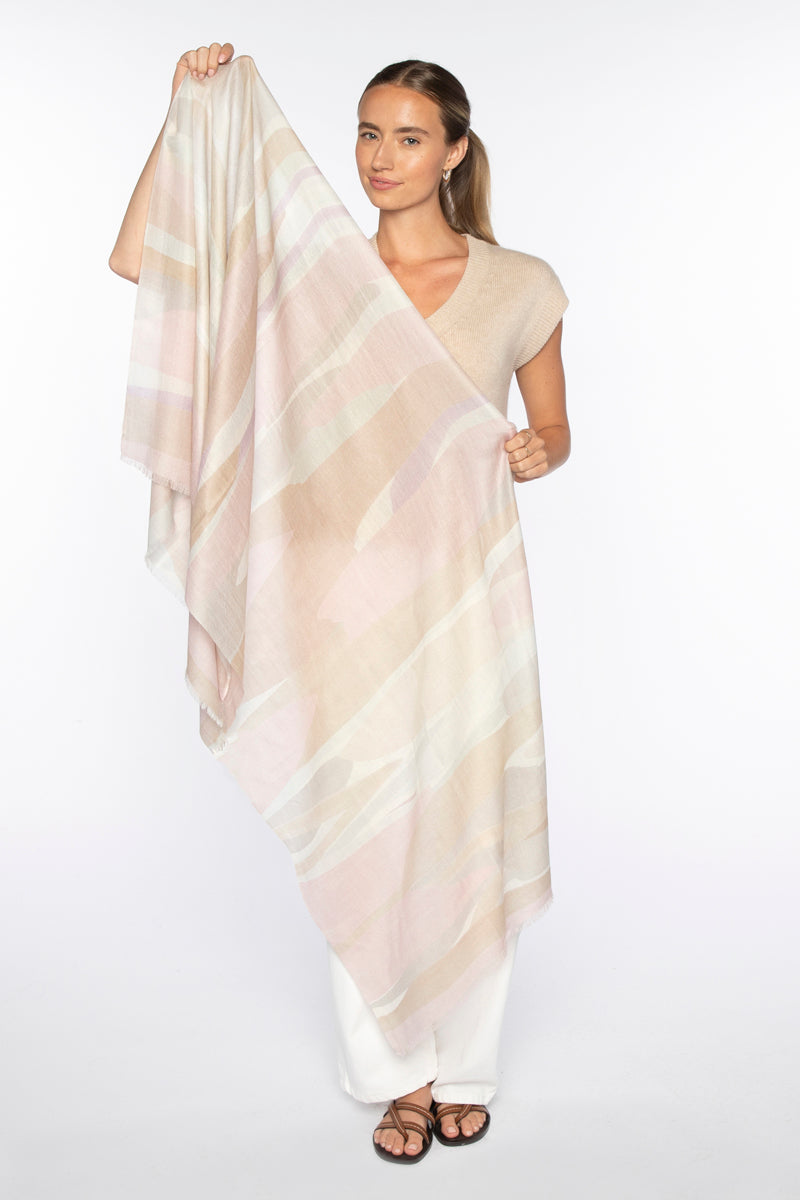 Kinross Abstract Landscape Print Scarf in Lilac - Mildred Hoit