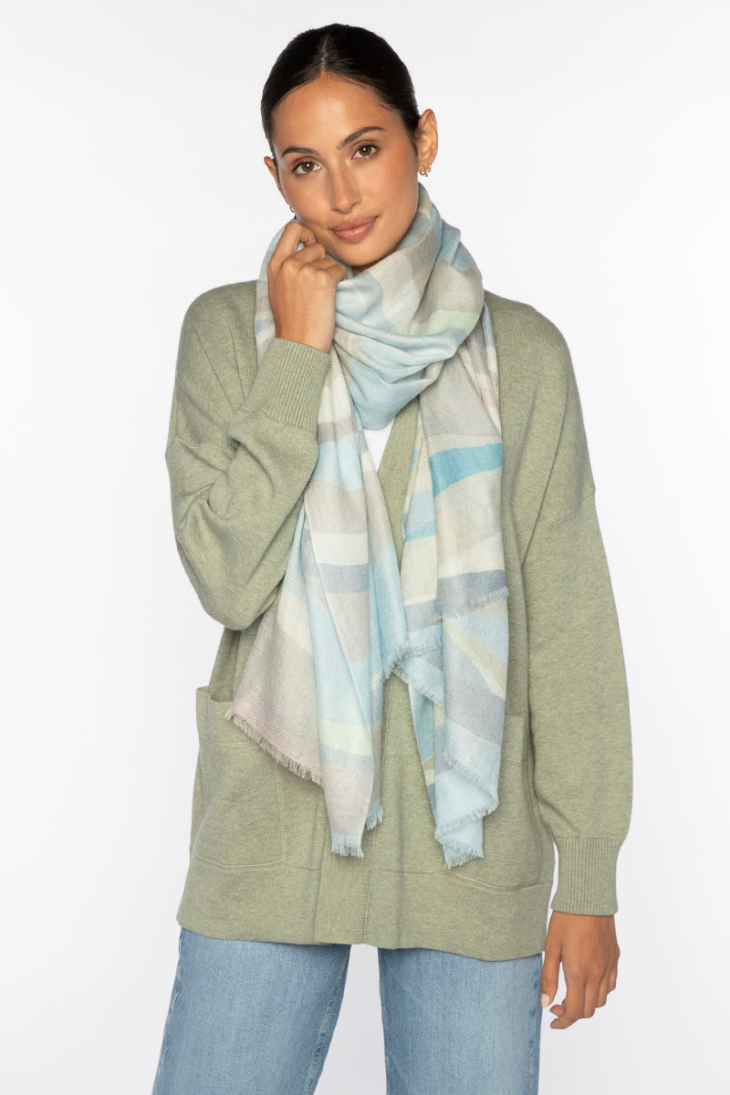 Kinross Abstract Landscape Print Scarf in Skyway - Mildred Hoit