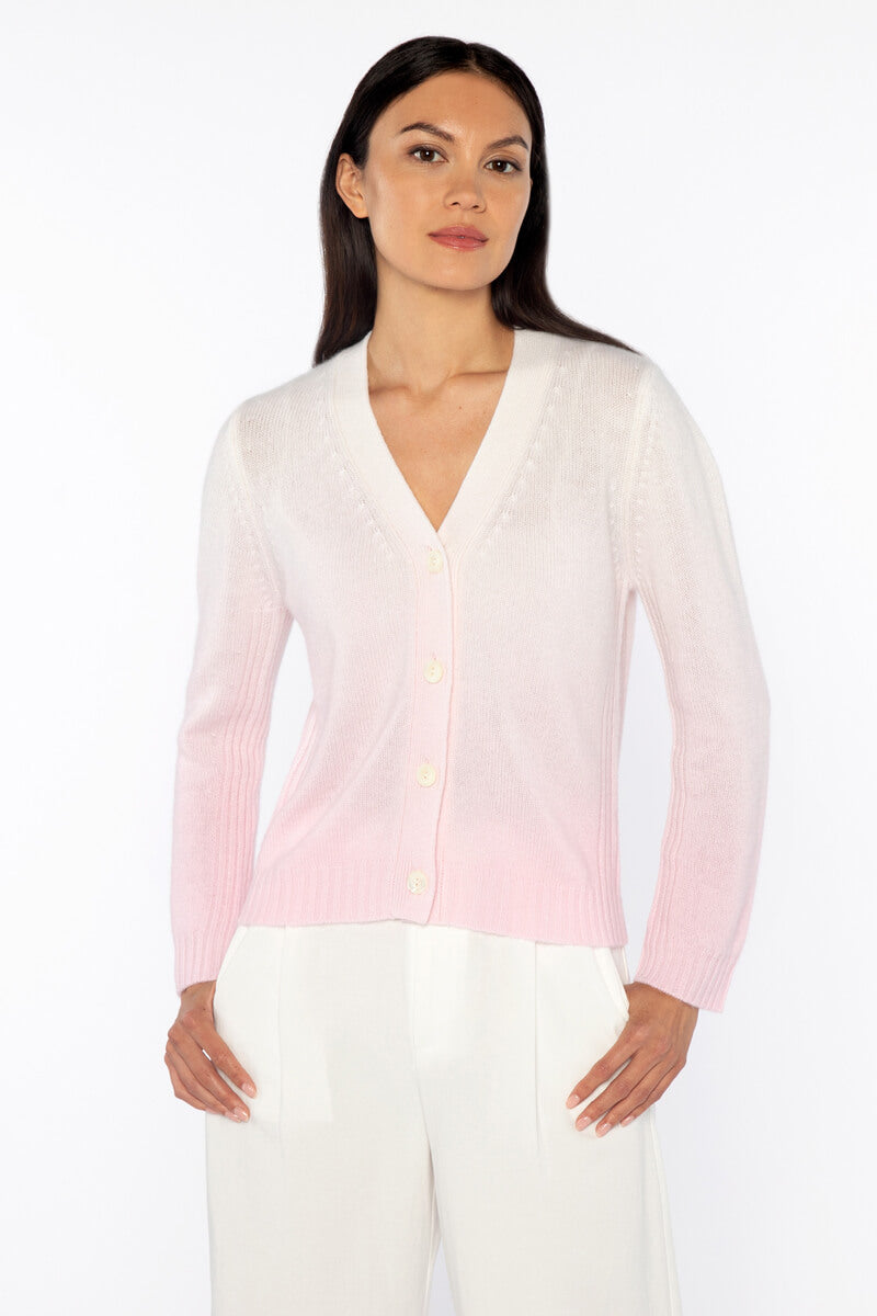 Kinross Ombre Vee Cardigan in Blush available at Mildred Hoit in Palm Beach.