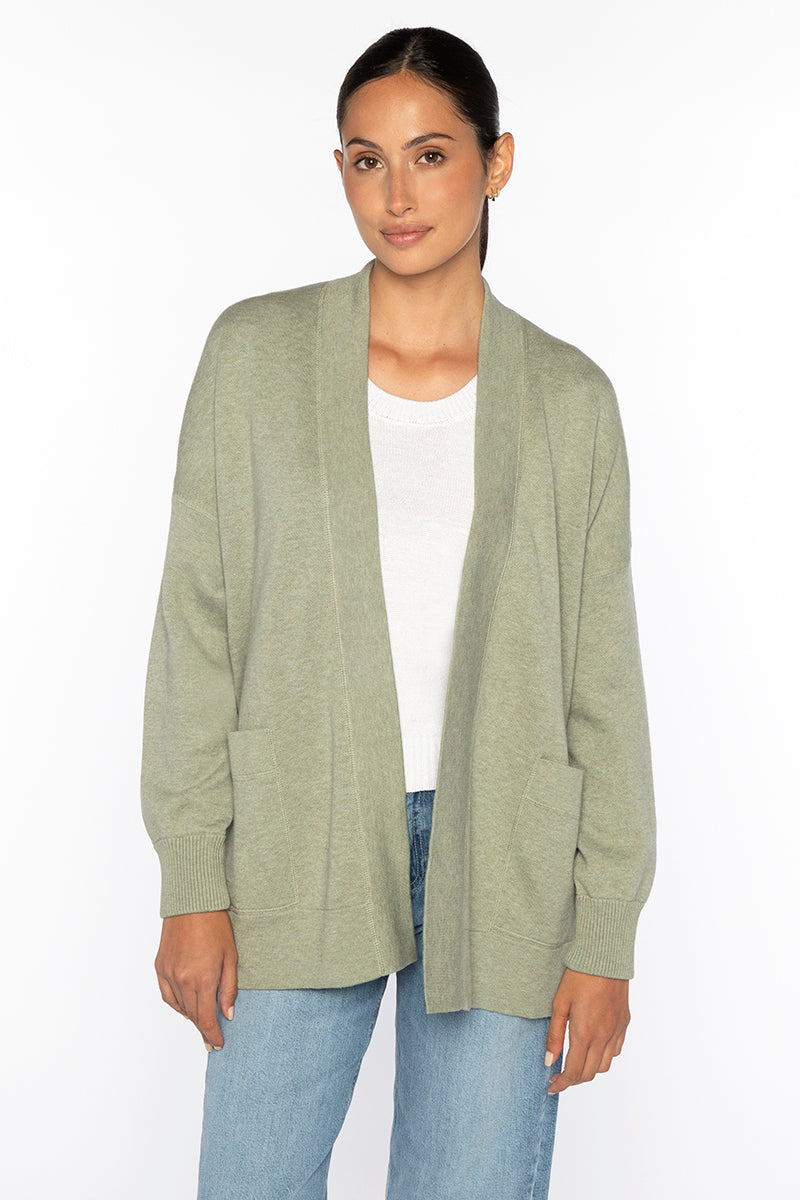 Kinross Easy Travel Cardigan in Sage - Mildred Hoit