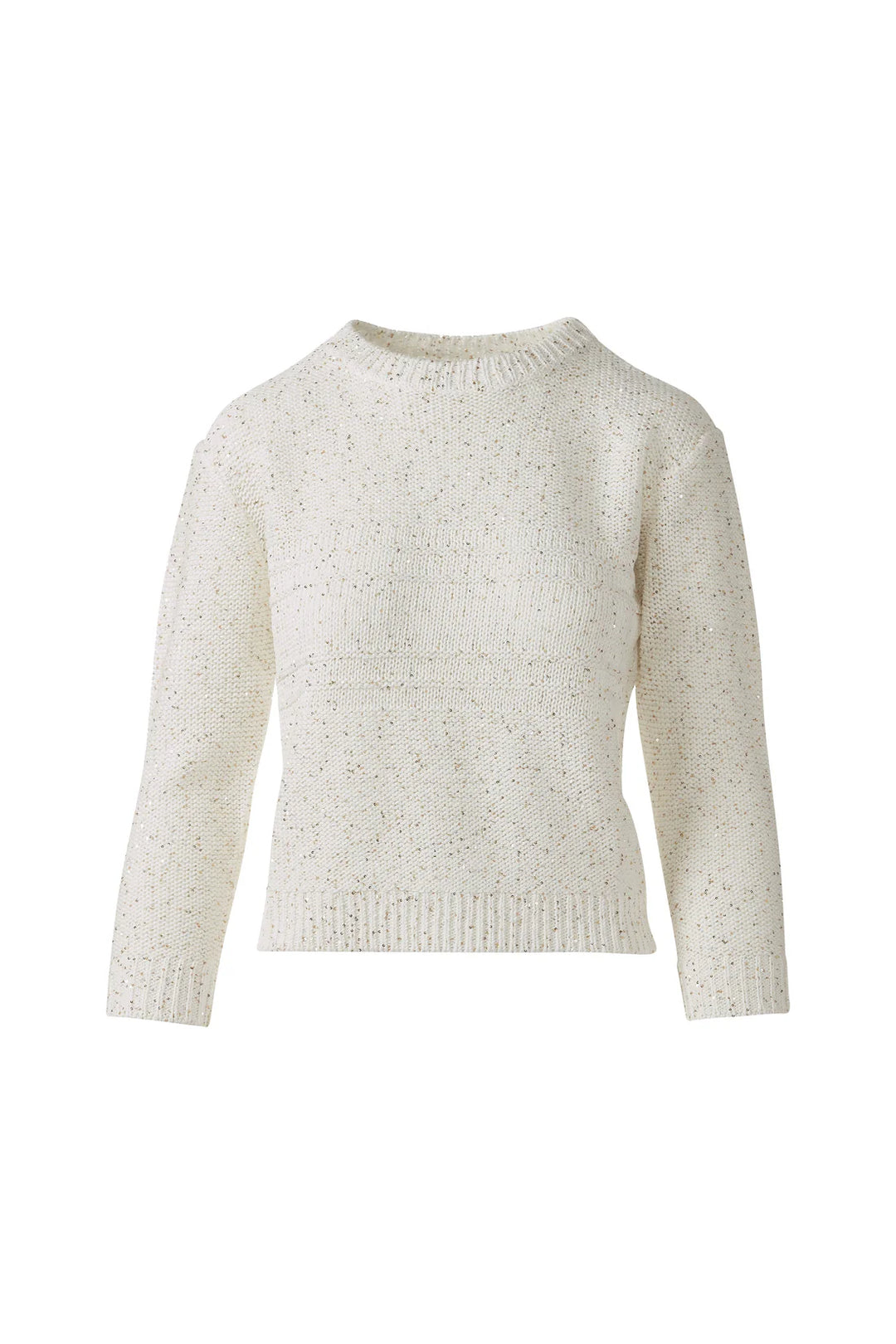 Kinross Textured Sequin Crew in Chalk - Mildred Hoit