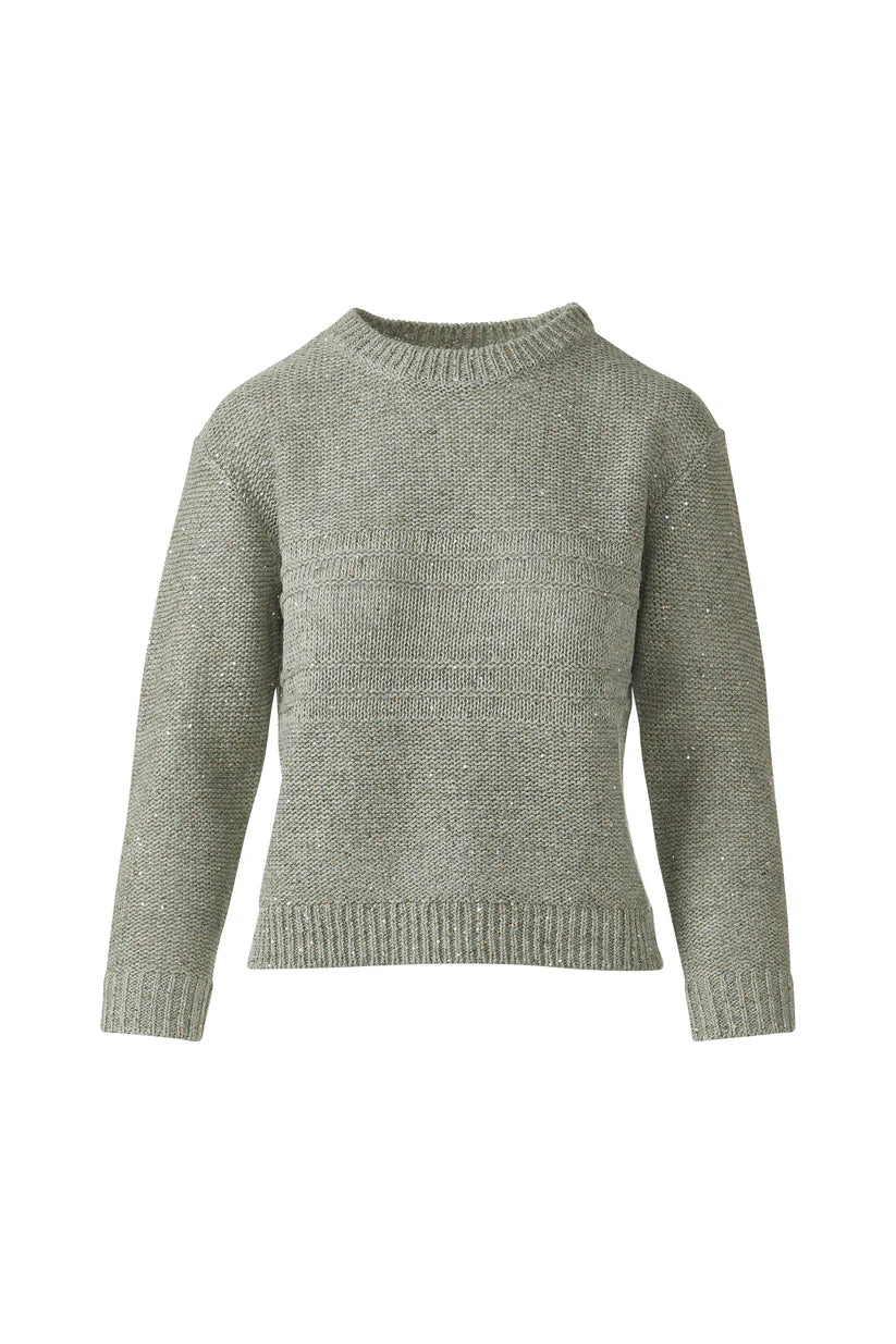 Kinross Textured Sequin Crew in Fern - Mildred Hoit