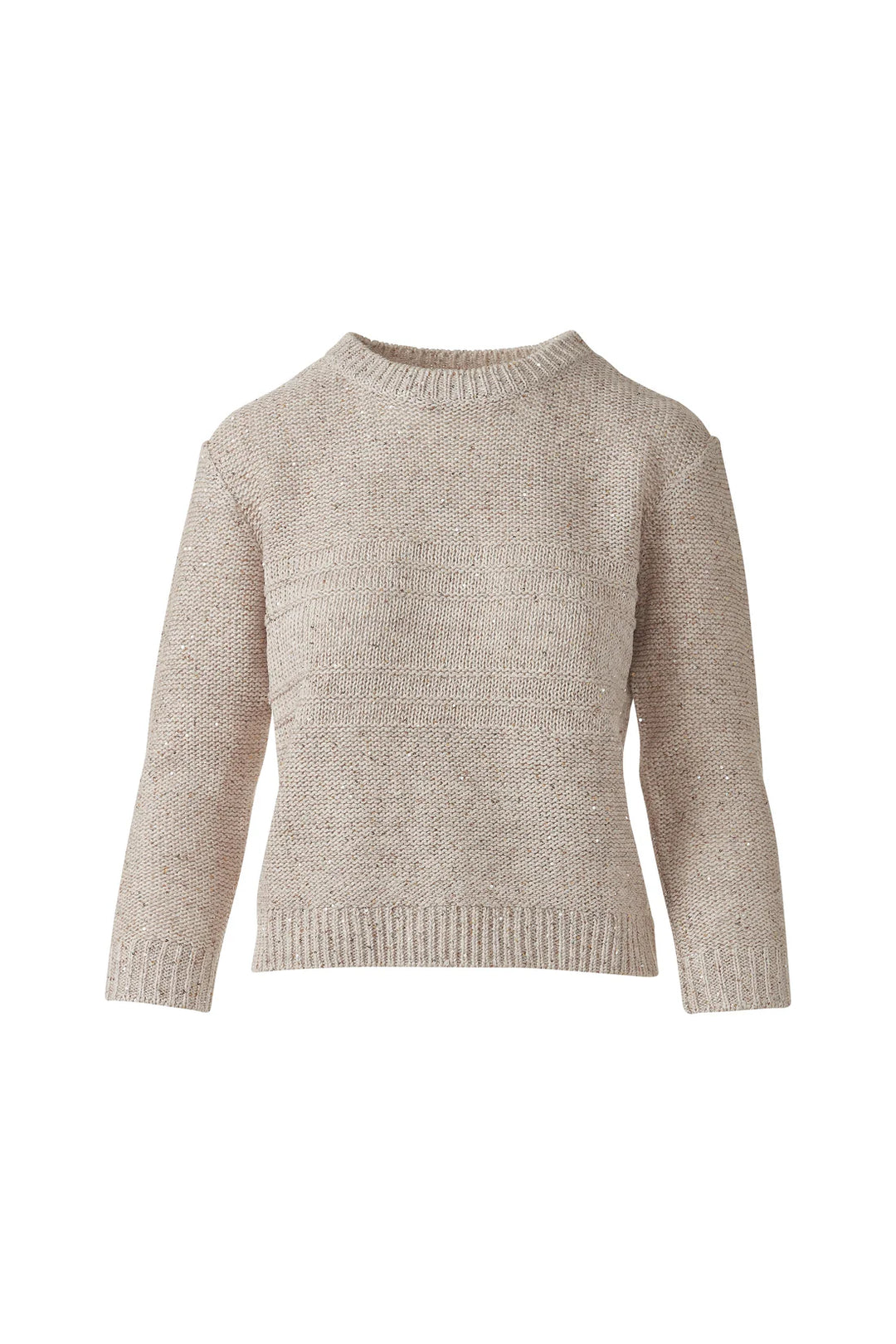 Kinross Textured Sequin Crew in Straw - Mildred Hoit