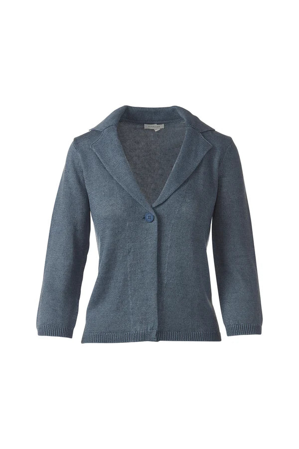 Kinross Easy Notch Collar Cardigan in Ink - Mildred Hoit