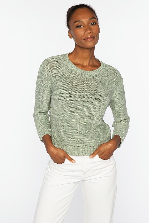 Kinross Textured Sequin Crew in Fern - Mildred Hoit