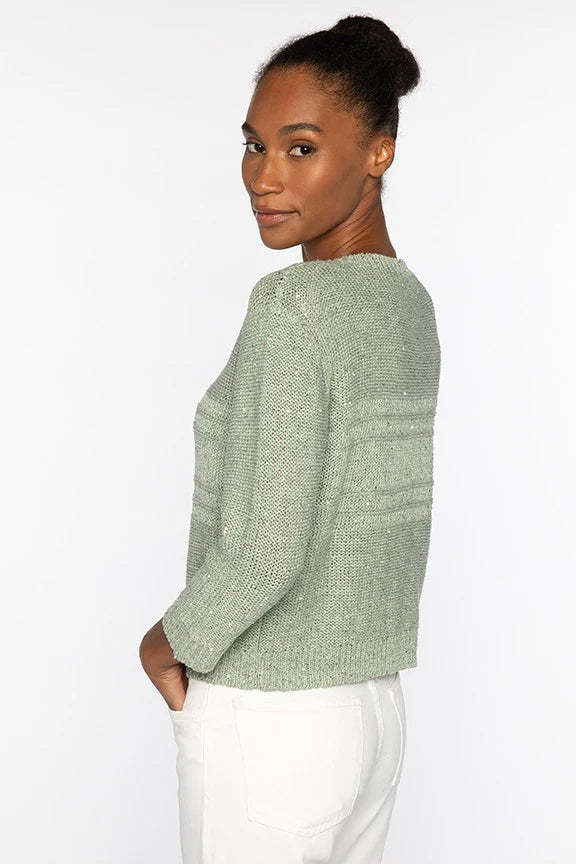 Kinross Textured Sequin Crew in Fern - Mildred Hoit