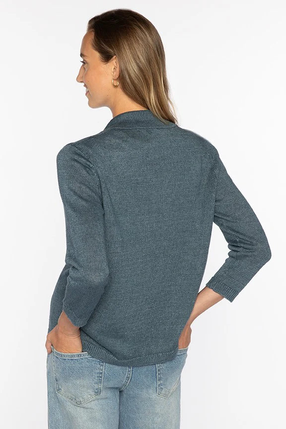 Kinross Easy Notch Collar Cardigan in Ink - Mildred Hoit