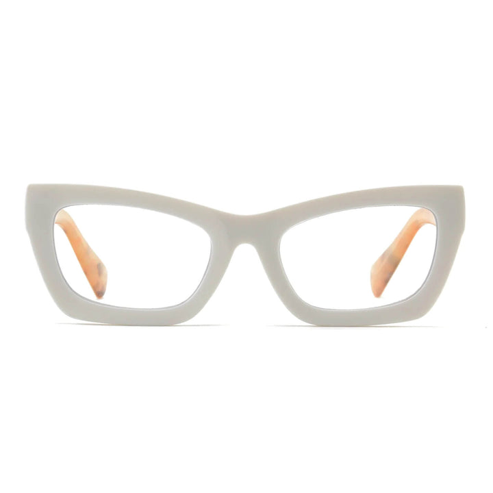 Lala Blue Light Readers in Matte White with Light Tortoise Temples