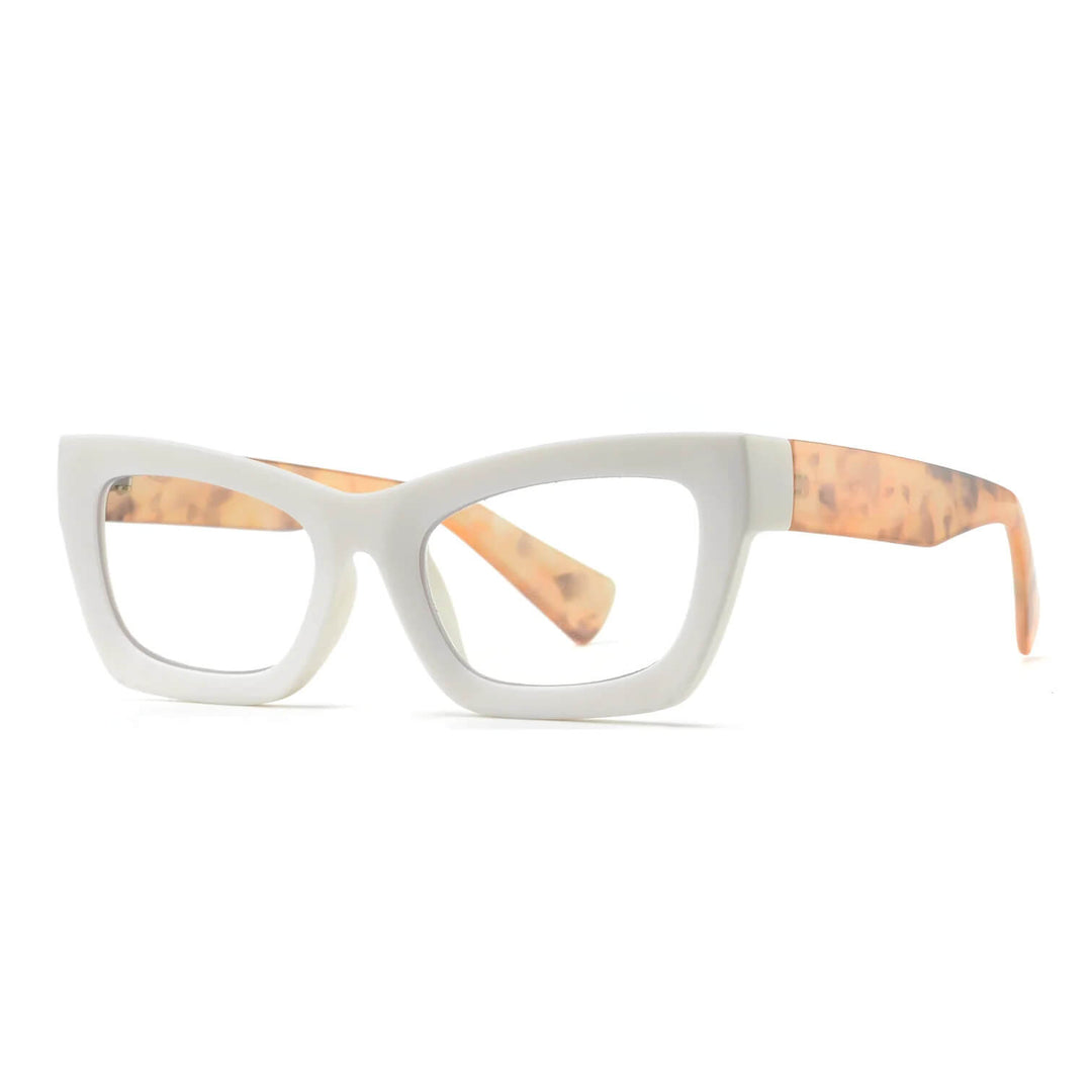 Lala Blue Light Readers in Matte White with Light Tortoise Temples