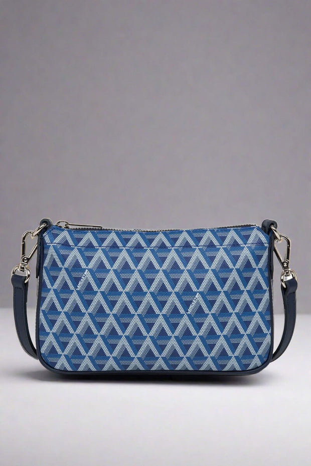 Lancaster Blue Ikon Blue Small Clutch available at Mildred Hoit in Palm Beach.