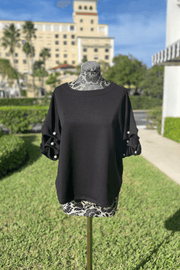 Zila Top in Black with Pearls