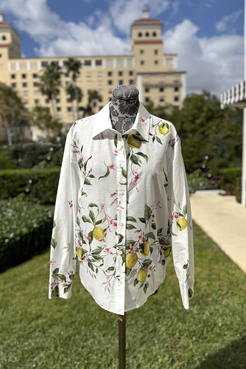 Lavi Cotton Lemon Blouse in White available at Mildred Hoit in Palm Beach.