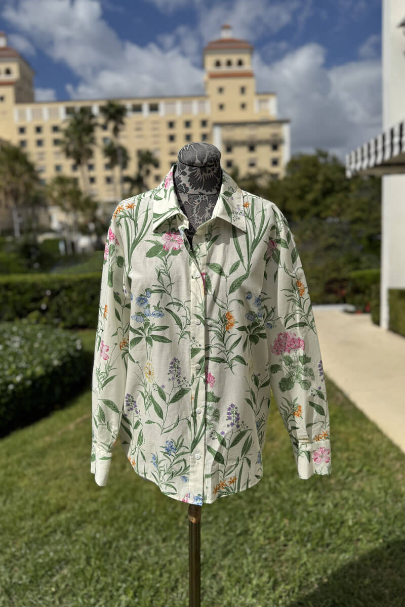 Lavi Cotton Floral Blouse in Beige available at Mildred Hoit in Palm Beach.