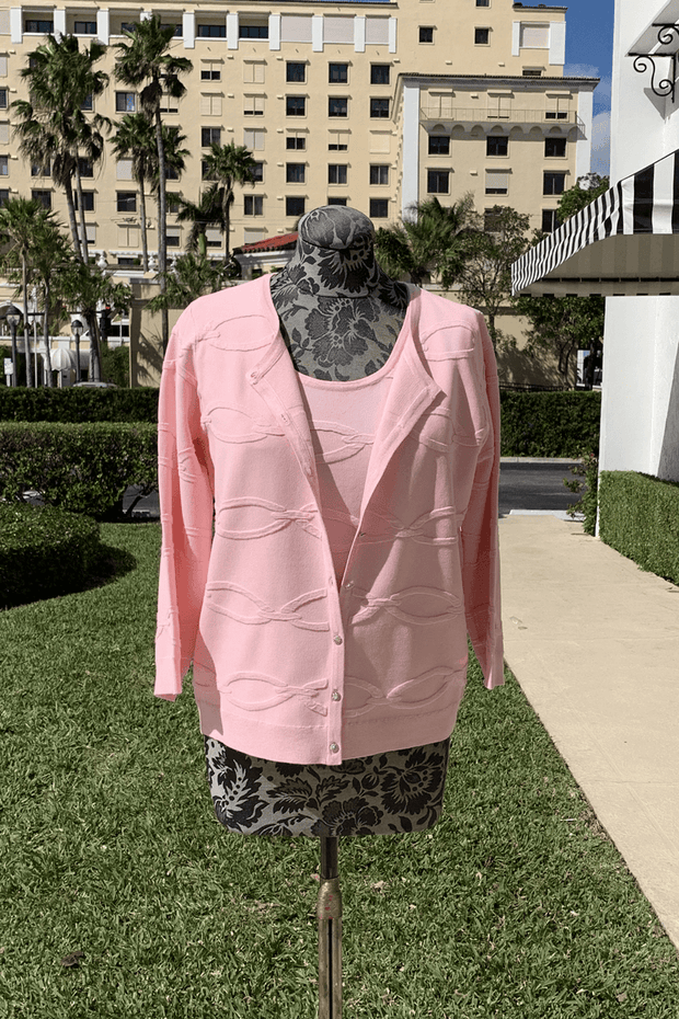 Leo & Ugo Textured Sweater Set in Light Pink available at Mildred Hoit in Palm Beach.