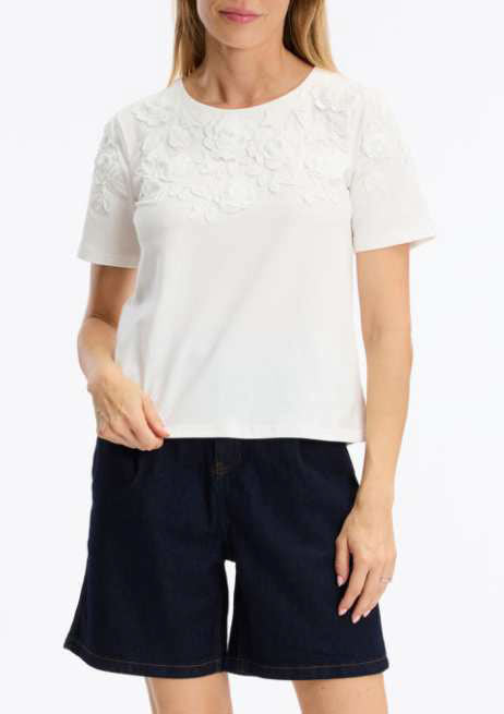 Leo & Ugo Flower Tee Shirt in White - Mildred Hoit
