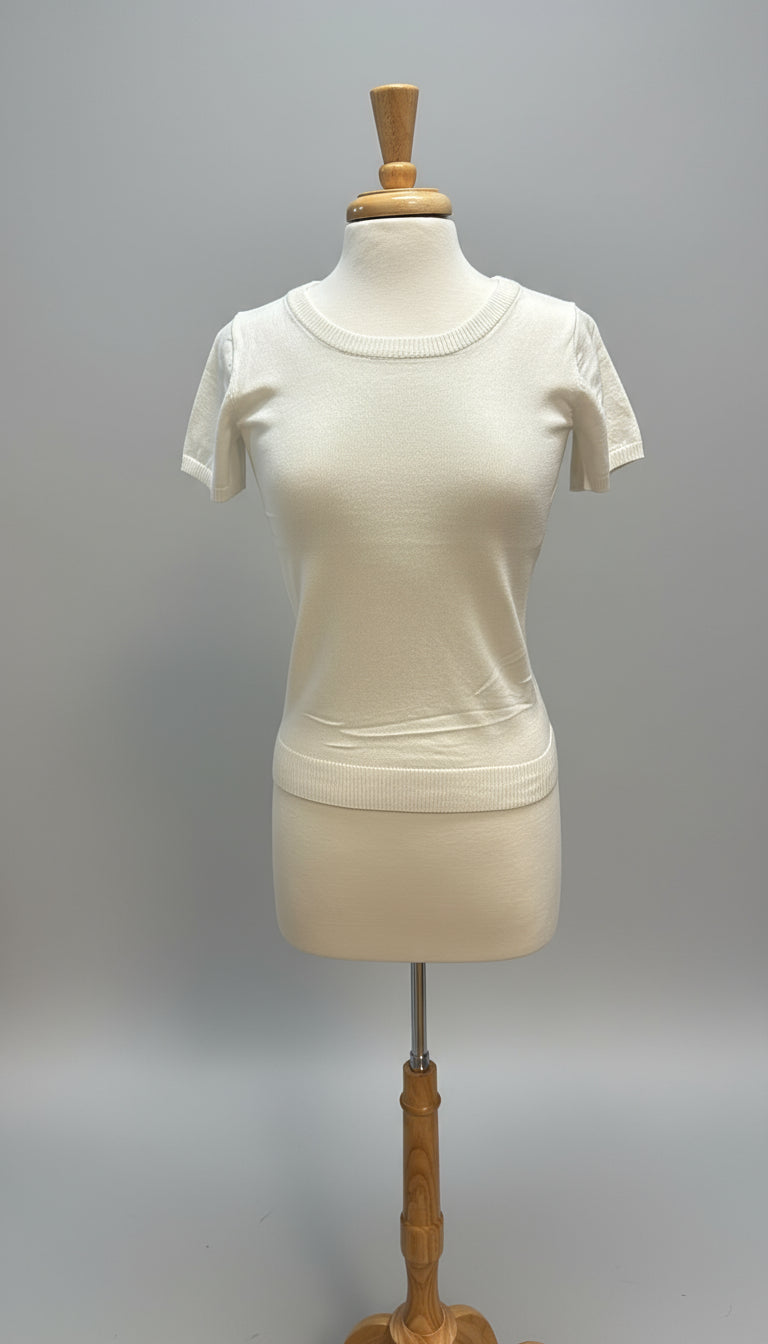 Leo & Ugo Twinset in Off-White with Sheer Floral Detail - Mildred Hoit