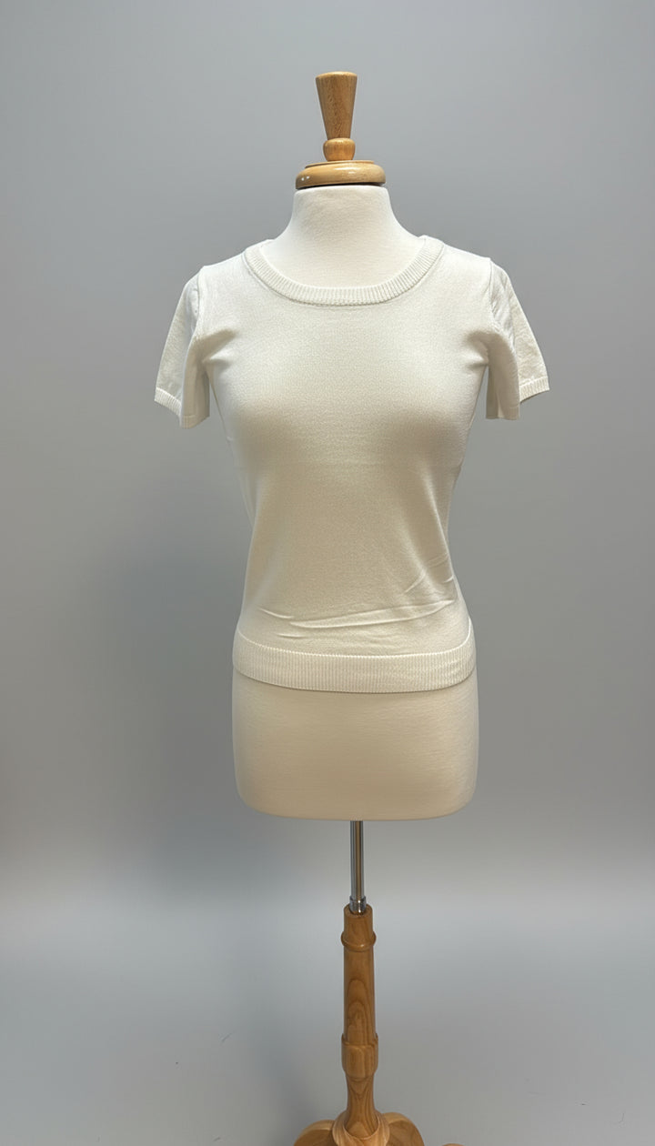 Leo & Ugo Twinset in Off-White with Sheer Floral Detail - Mildred Hoit