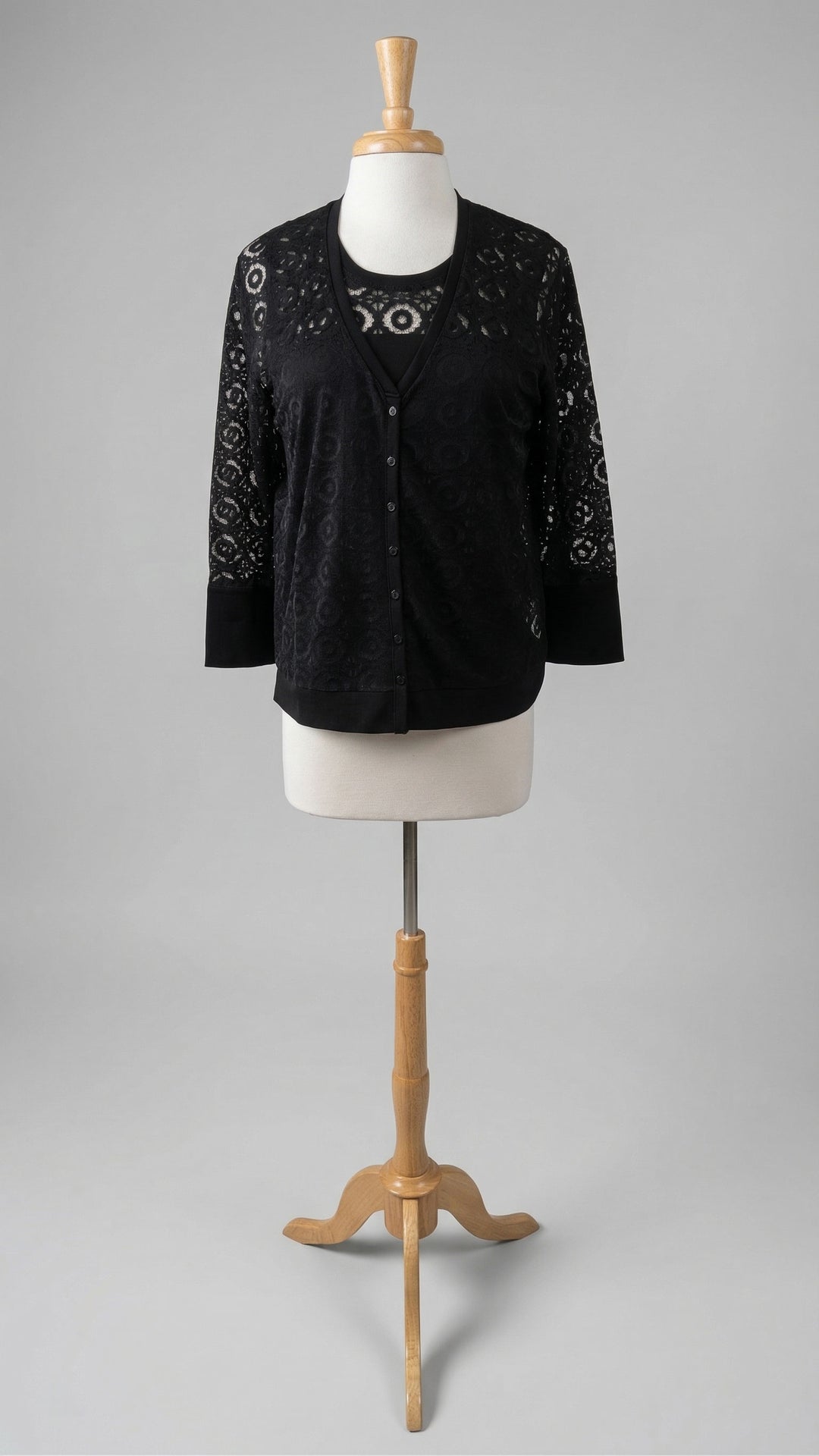 Leo & Ugo Sheer Detail Twin-Set in Black - Mildred Hoit