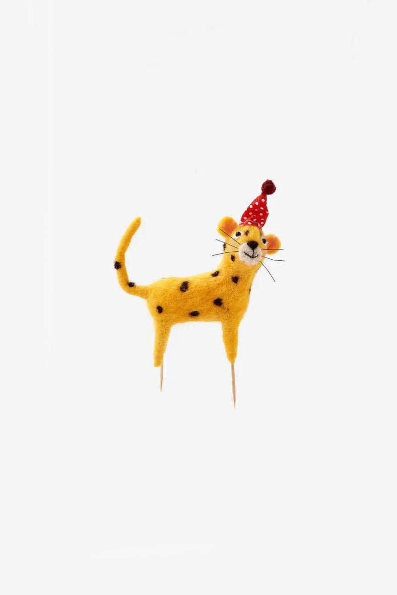 Leopard with Party Hat Cake Topper - Mildred Hoit