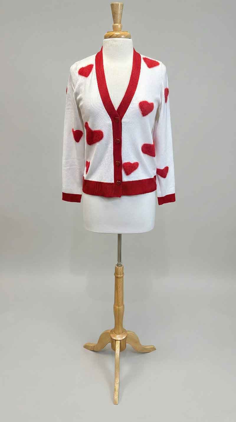 Long Sleeve Heart Cardigan - Mildred Hoit