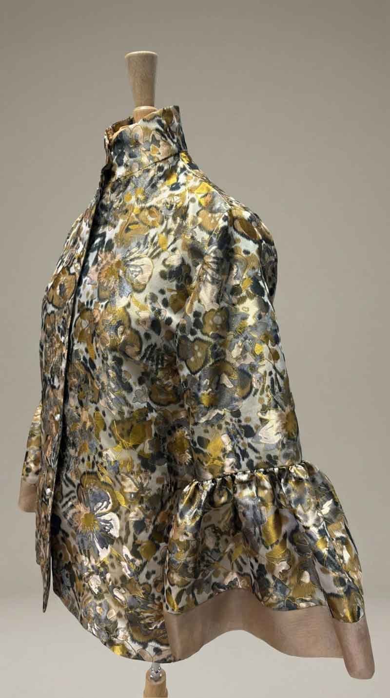 Lorain Croft Bella Shirt in Silk Caramel Novelty Print