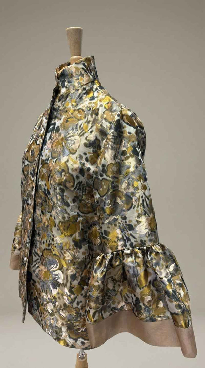 Lorain Croft Bella Shirt in Silk Caramel Novelty Print