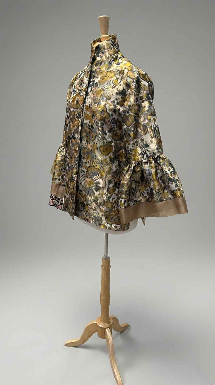 Lorain Croft Bella Shirt in Silk Caramel Novelty Print