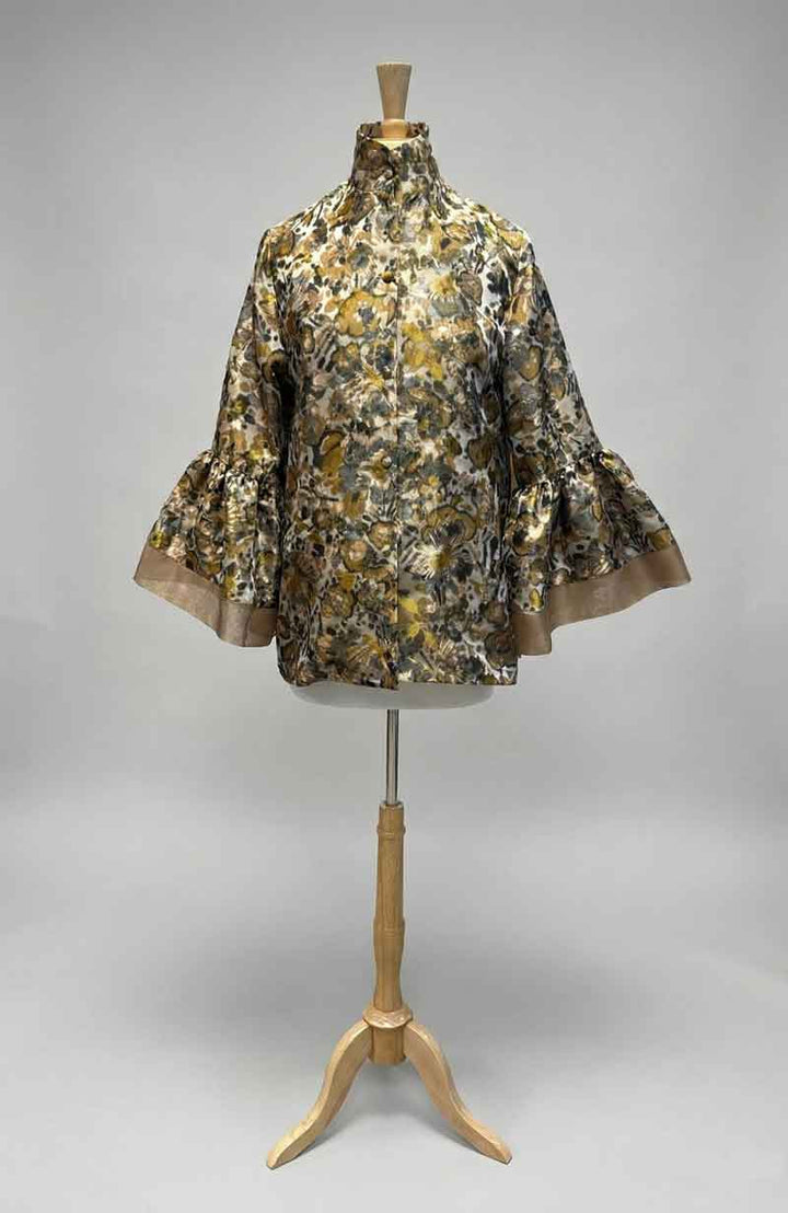 Lorain Croft Bella Shirt in Silk Caramel Novelty Print