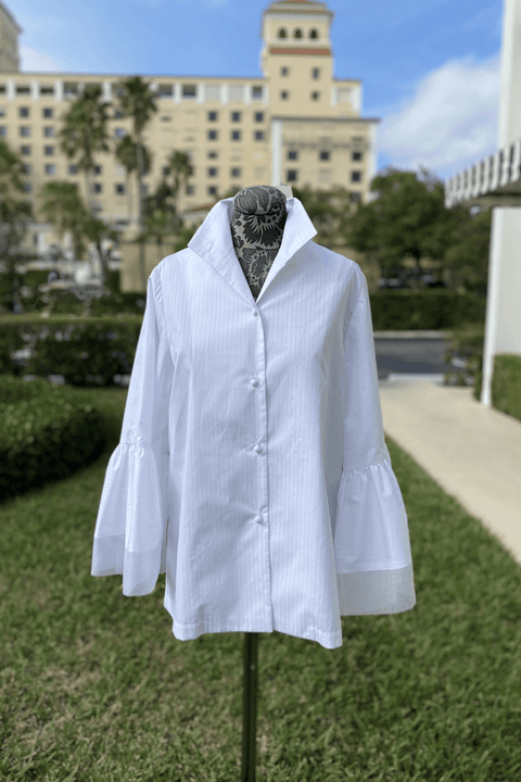 Lorain Croft Bella Blouse in White available at Mildred Hoit in Palm Beach.