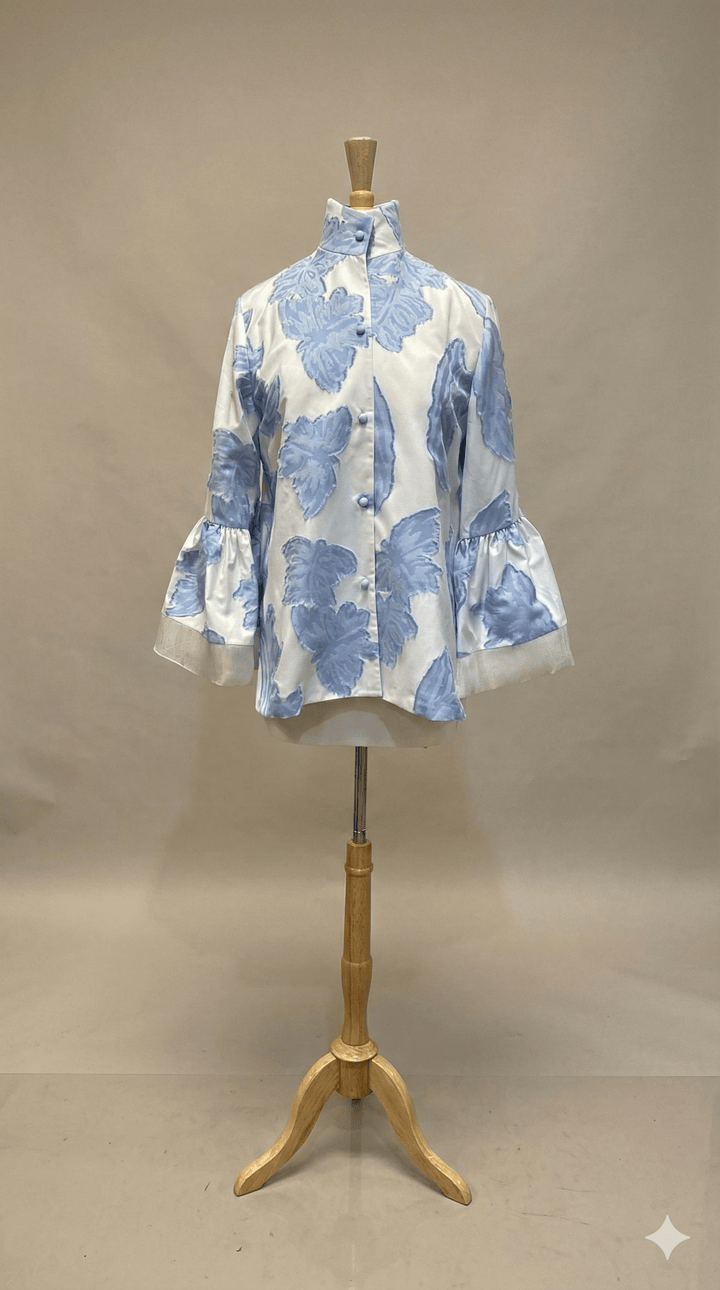 Lorain Croft Bella Shirt in Blue & White Novelty - Mildred Hoit