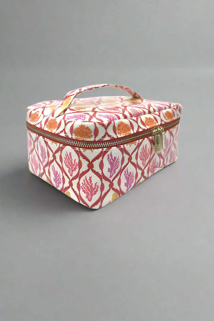 Luxe Gloss Top Handle Organizer in Red Coral - Mildred Hoit
