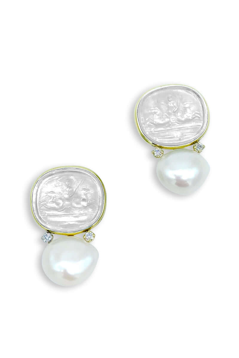 Venetian Glass Earring With Fresh Water Pearls - Available In Multiple Colors! - Mildred Hoit
