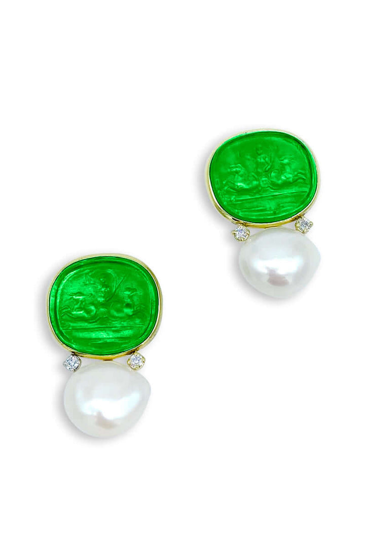 Venetian Glass Earring With Fresh Water Pearls - Available In Multiple Colors! - Mildred Hoit