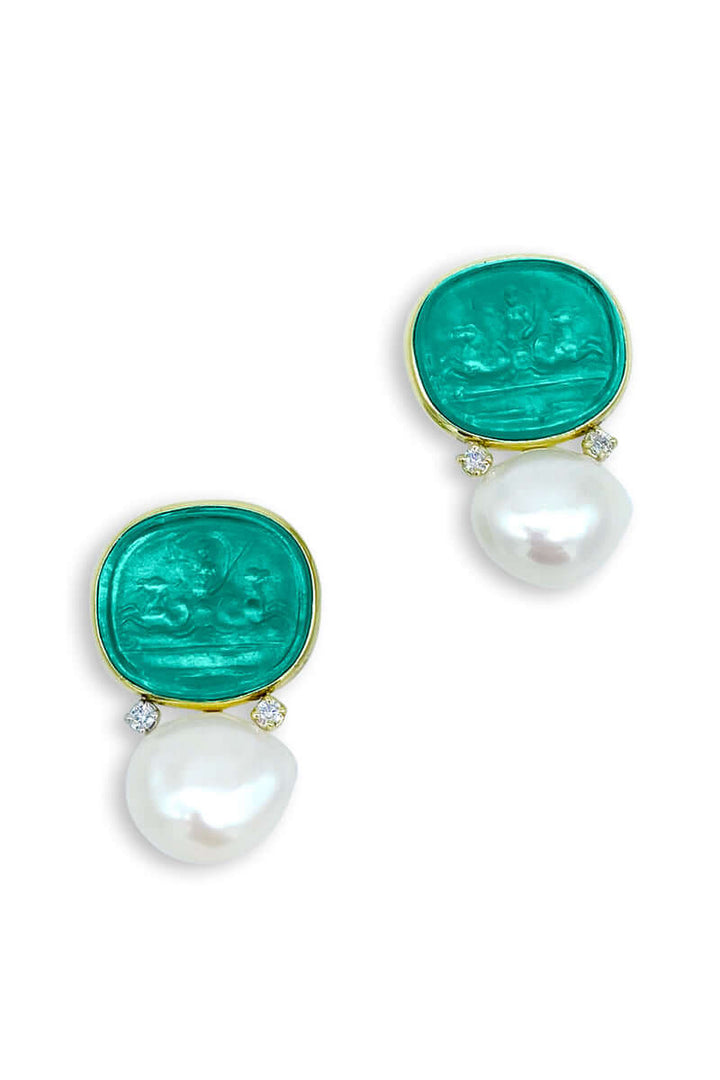 Venetian Glass Earring With Fresh Water Pearls - Available In Multiple Colors! - Mildred Hoit