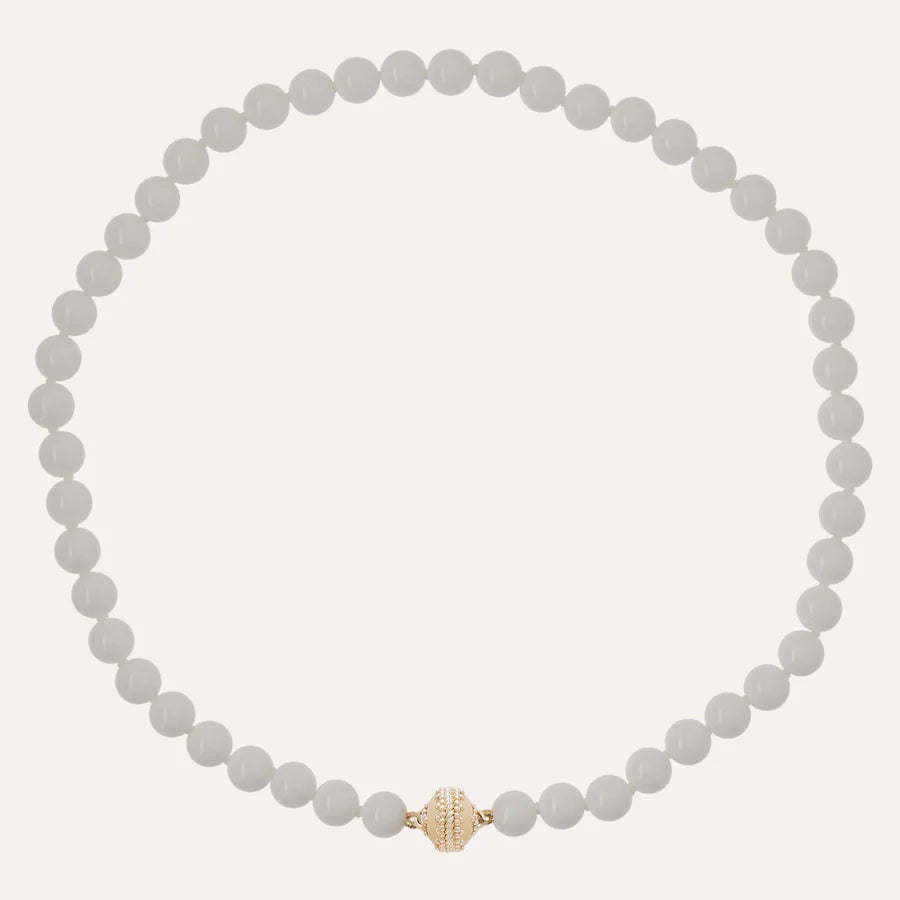 Clara Williams 8mm White Agate Mini Necklace - Mildred Hoit