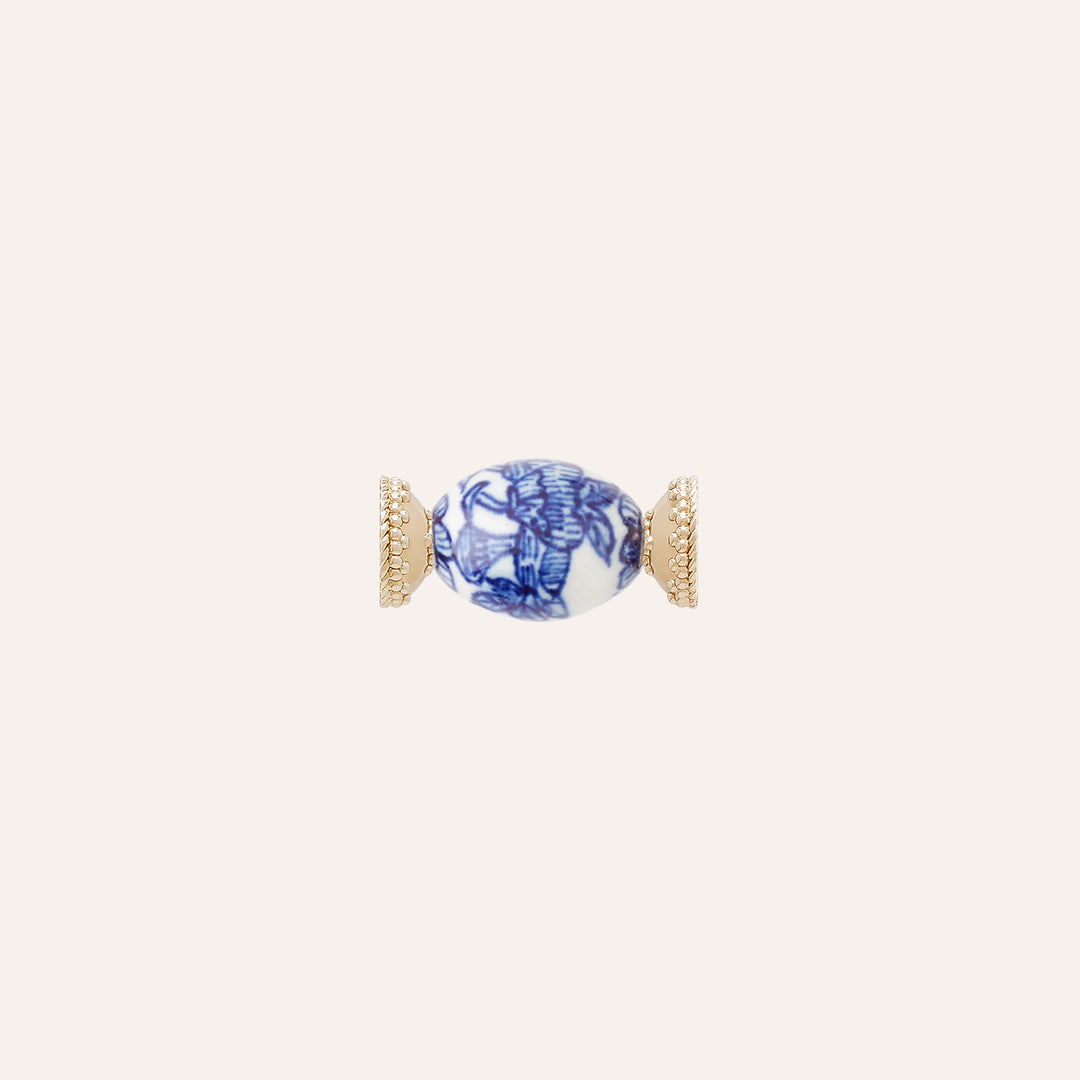Clara Williams Blue Floral Cloisonee Oval Mini Centerpiece - Mildred Hoit