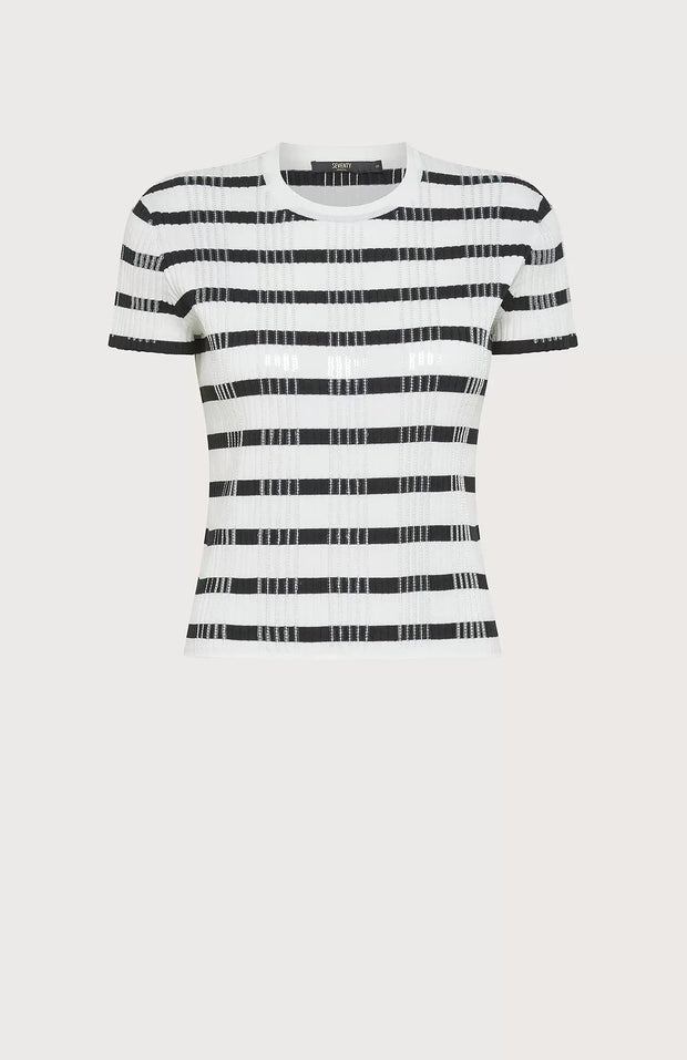 Seventy Ribbed Striped Sequin T-Shirt available at Mildred Hoit in Palm Beach.