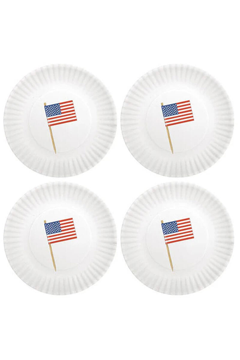 Mary Lake Thopson American Flag Appetizer Plates available at Mildred Hoit in Palm Beach.