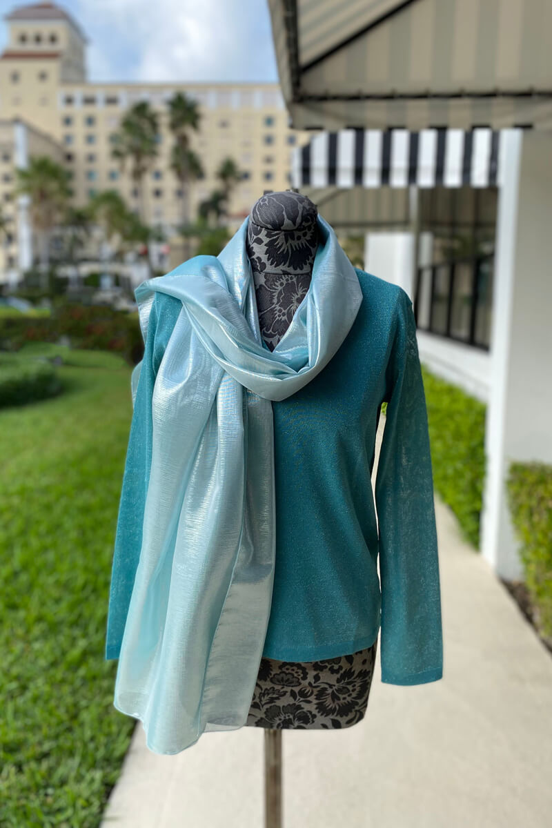 Sirius Top and Grace Stole in Turquoise - Mildred Hoit