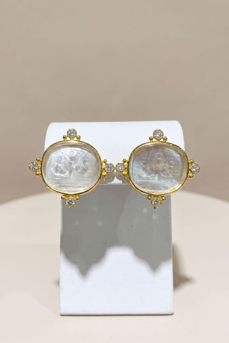 Venetian Glass Earrings with White Topaz - Mildred Hoit