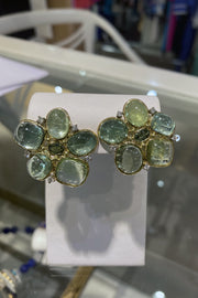 Mazza Green Tourmaline Cabochon Earrings available at Mildred Hoit in Palm Beach.