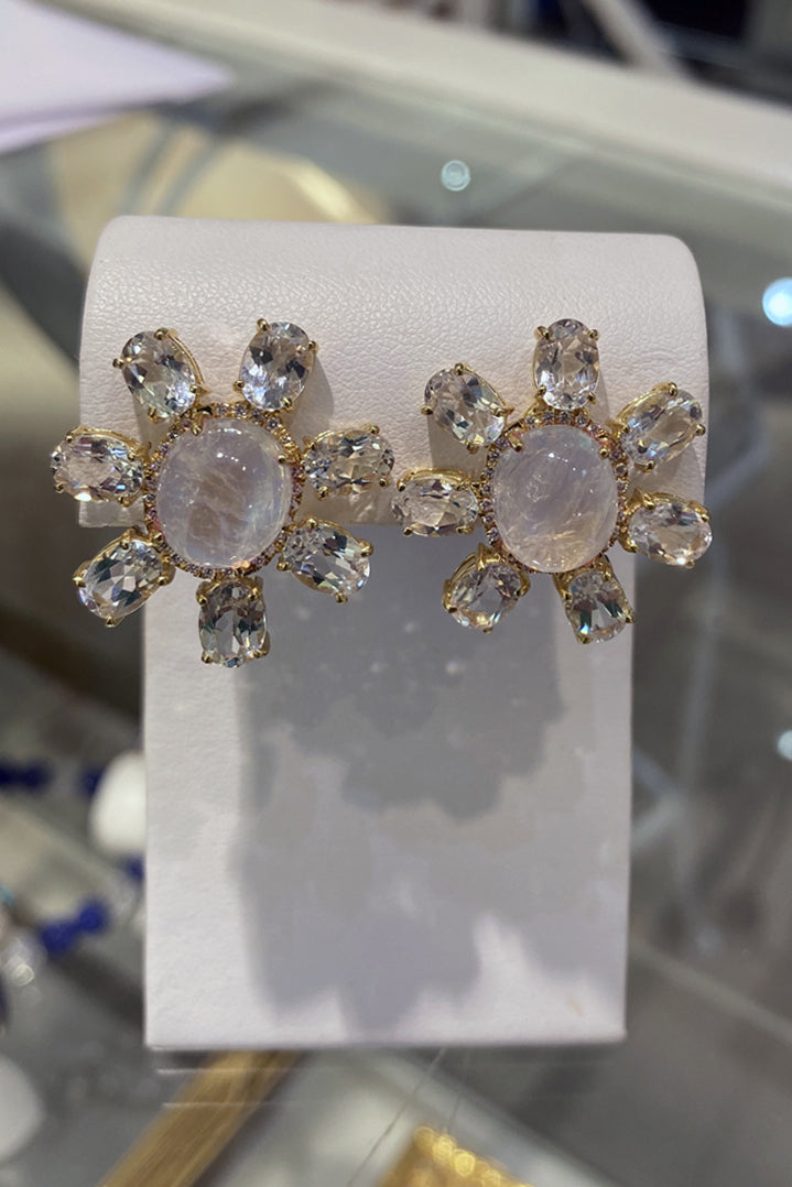 Mazza White Topaz and Moonstone Earrings - Mildred Hoit